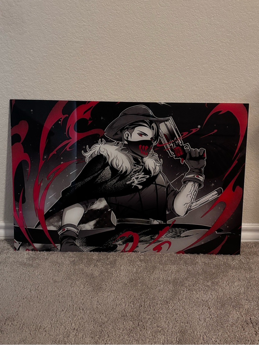 Dark Anime-Inspired Wall Art Print in Black & Red